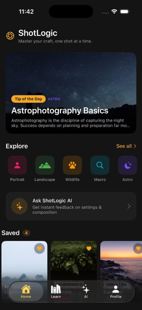 ShotLogic app screenshot